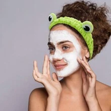 1pc Cute Plush Frog Face Washing Headband For Girls, Suitable For Daily Use During Spa, Makeup, And Face Skincare Routine - Multicolor - View 2