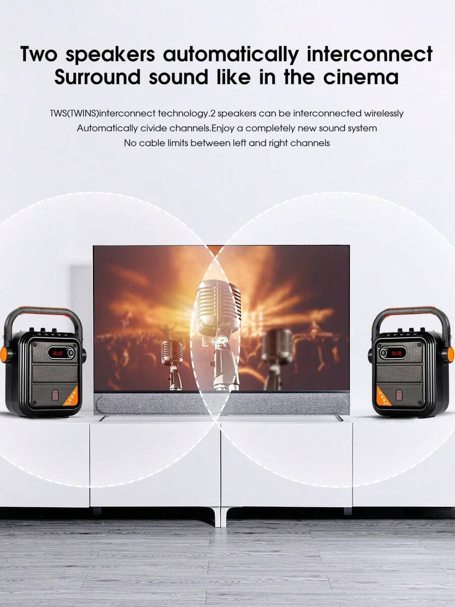 JYX Karaoke Machine With 2 UHF Wireless Microphones, Portable Bluetooth