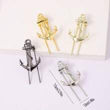 創意返校讀書標籤,卡通方便頁面夾附有錨和繩索設計,銀白色文具 - 銀色 - 查看 2