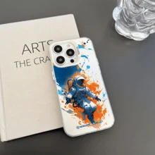 1pc Unisex Astronaut Design Anti-Slip Anti-Drop Phone Case, Compatible With Iphone 7/8/11/12/13/14/15/X/Xr/Xs/Plus/Pro/Pro Max/Se2 - silver[0] - View 4