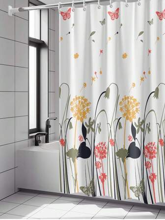 1pc Dandelion Pattern Peva Shower Curtain With Hooks For Bathroom Home Bathroom Decor Fall Decor Bathroom Accessories Back To School