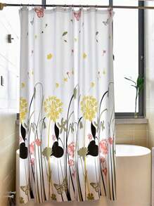 1 pièce Rideau de douche en PEVA à motif de pissenlit avec crochets pour la décoration de salle de bain, la décoration d'automne, les accessoires de salle de bain, la rentrée scolaire - Multicolore - Voir 3