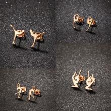 1對不鏽鋼瑜伽耳釘,珠寶派對運動女耳釘 - 黑色 - 查看 3