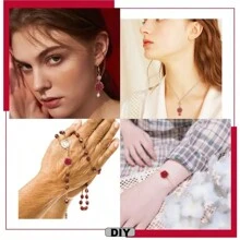 10pcs Alloy & Resin Rose Pendants Diy For Earrings, Necklaces, Bracelets, Valentine's Day Accessory, Double Hole Red & White Rose Jewelry Connector Valentines