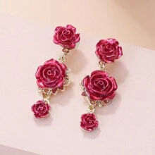 10pcs Alloy & Resin Rose Pendants Diy For Earrings, Necklaces, Bracelets, Valentine's Day Accessory, Double Hole Red & White Rose Jewelry Connector Valentines