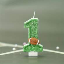 生日蛋糕蠟燭3d綠色足球蠟燭0-9號帶草綠色裝飾,派對、兒童、成人、紀念日慶祝用品(0-9號) - A款 - 查看 3