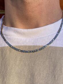 1入時尚男士個性不鏽鋼銀色項鍊,嘻哈男士珠寶飾品 - 銀色 - 查看 1