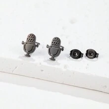 1對不鏽鋼樂器色士風耳環,適用於女人母親禮物,音樂珠寶首飾 - 黑色 - 查看 15