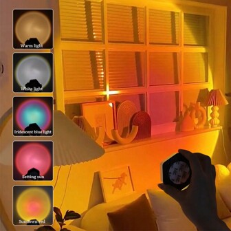 1 Pieza Lámpara De Mesa Táctil Decorativa En Forma De Hexágono Con Colores De Atardecer Arcoiris, Accesorio De Iluminación Perfecto Para Dormitorio, Cocina, Closet, Gabinetes, Etc.