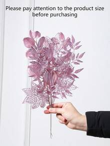 1套/6入組人造植物配件組合-現代農舍架子、桌子、書架裝飾、塑料植物、散裝花瓶填充物、diy裝飾配件 - 紫色 - 楓葉組合 - 查看 2