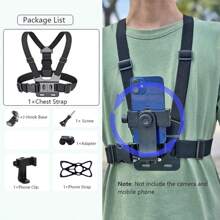 手機胸條轉動支架,適用於gopro Hero 12 11 10 9 8 7/ Insta360 Dji攝像機,提供手機腰帶背心式固定架 - 黑色 - 查看 7