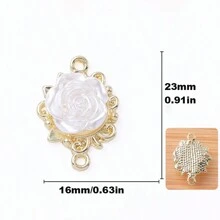 10pcs Alloy & Resin Rose Pendants Diy For Earrings, Necklaces, Bracelets, Valentine's Day Accessory, Double Hole Red & White Rose Jewelry Connector Valentines