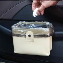 1 Pieza Bolsa De Almacenamiento Y Basura Plegable Para Colgar En La Puerta Del Coche, Organizador De Automóviles Multifuncional - Negro - Ver 5