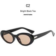 1入組pc材質橢圓框架y2k風格太陽眼鏡,凹形小框架,時尚復古街頭服飾跨境眼鏡