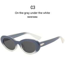 1入組pc材質橢圓框架y2k風格太陽眼鏡,凹形小框架,時尚復古街頭服飾跨境眼鏡
