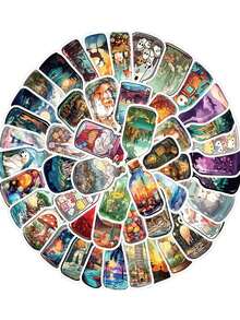 50pcs Cartoon Bottle World Graffiti Card Stickers For Personalized Decoration Of Guitar, Notebook, Luggage Etc - Multicolor - View 7