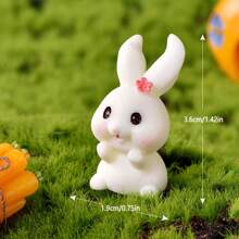 2pcs Cute Miniature Bunny Car Decoration Ornaments For Car Dashboard And Windowsill, Personalized Car Dolls - White - View 3