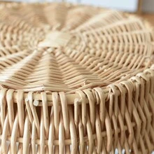 柳條藤竹籃收納籃,30*30*8cm/11.8*11.8*3.1in 編織籃可放食物、水果、零食、雜物、玩具、各種小裝飾品、麵包籃、桌面整理收納籃,耐用 - 棕色 - 查看 6