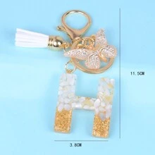 1 móc khóa sáng tạo kèm đá chữ cái, phụ kiện nhựa, tua rua hình bướm, mặt dây chuyền chữ cái, móc khóa cho bé gái, phụ kiện ô tô, túi xách, phụ kiện học đường, phong cách Goth Y2k dễ thương, phụ kiện túi xách, dây đeo có ngăn đựng thẻ, phụ kiện ô tô, túi xách, móc khóa - Nhiều màu - Xem 20