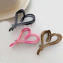 1pc Large Size Metallic Hair Claw With Heart Shape Cut-Out Design For Women, Suitable For Daily Wear - Multicolor - View 6