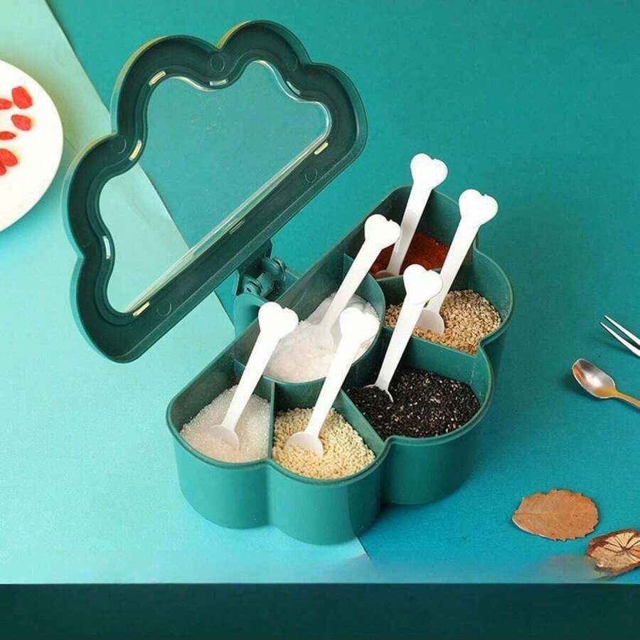 1pc Outdoor Storage Container Spice Box Set With Seasoning, Salt, Sugar, Monosodium Glutamate, Chicken Essence For Home Kitchen - Blue - View 1