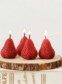 10pcs Red Strawberry Shaped Birthday & Festival Cake Candles Decoration For Party