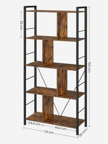 VASAGLE Meuble de Rangement, Bibliothèque, Étagère 5 Niveaux, avec Compartiments Ouverts, pour Bureau, Salon, Chambre, Style Industriel, Marron Rustique et Noir - Tabac - Voir 6