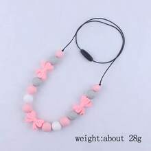 1pc New Design Kids' Art & Craft Cartoon Bowknot Necklace, Colorful Silicone Beads Diy Children's Handmade Jewelry Accessory - Green - View 6