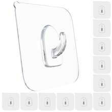 自粘掛鉤,22磅重負荷牆壁門掛鉤,透明塑料黏性掛鉤,適用於家庭廚房浴室辦公室 - 無色 - 查看 1