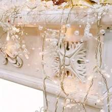 1 pieza Luz de alambre de cobre LED, luces de cadena de perlas con caja de batería, decoración para Navidad, bodas o habitaciones, luces de cadena con forma de perla