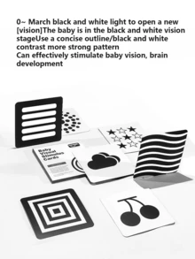 1入組黑白視覺刺激卡,新生兒早期教育必備 - 黑與白 - 查看 3