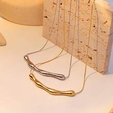 1pc Fashionable Minimalist Stainless Steel Necklace Suitable For Women's Daily Wear - Silver - View 1