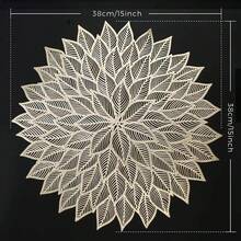 1 件花葉金箔空心網狀餐墊杯墊適合派對、聚會、婚禮和日常用餐 - 時尚北歐設計 - 隔熱防水 - 家居裝飾的理想選擇 - 金色 - 查看 5