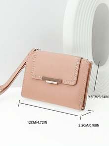 MINGYOU 时尚精致可爱质地柔软短款女士钱包学院风多功能拉链零钱包卡包小巧轻便适合节日礼物 - 粉色 - 查看 7