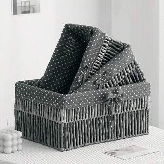 1入桌面用化妝品、鑰匙、零食、咖啡桌和門廳組織器的存儲籃,編織存儲箱