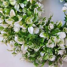 1入組家居裝飾用人工花環和花串,30*30厘米的滲零花設計,適用於牆面,窗戶和門的裝飾 - 白綠 - 查看 4