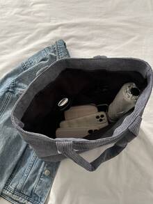 Fashionable Simple Literatue Style Shoulder Bag With Letter Pattern, Large Capacity - Grey - View 7