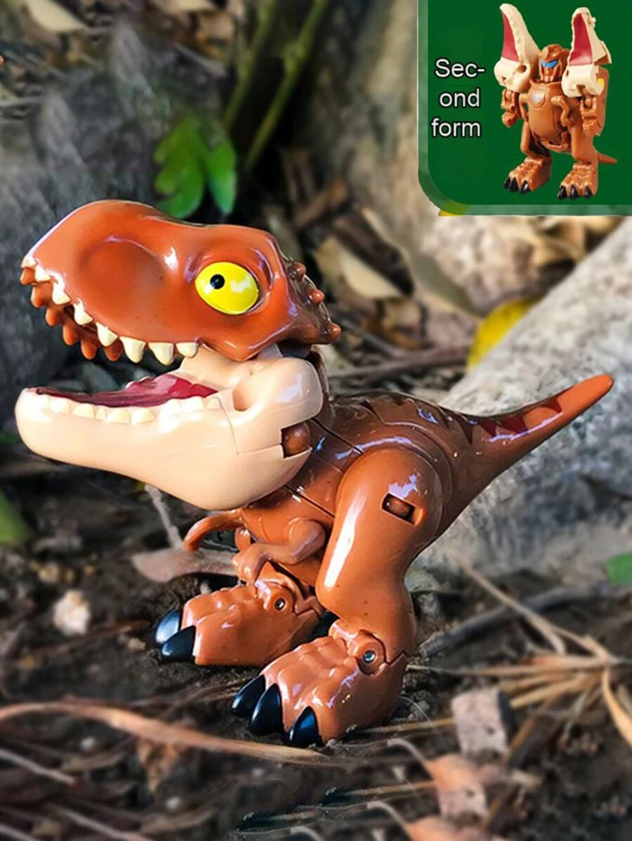 1 件暴龍 Rex-q 版可愛可變形機甲恐龍玩具兒童教育,包括腕龍、迅猛龍和雙龍