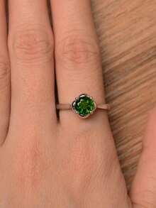 1入時尚花與方晶裝飾女戒,適用於派對、日常、婚禮等場合 - 綠色 - 查看 3