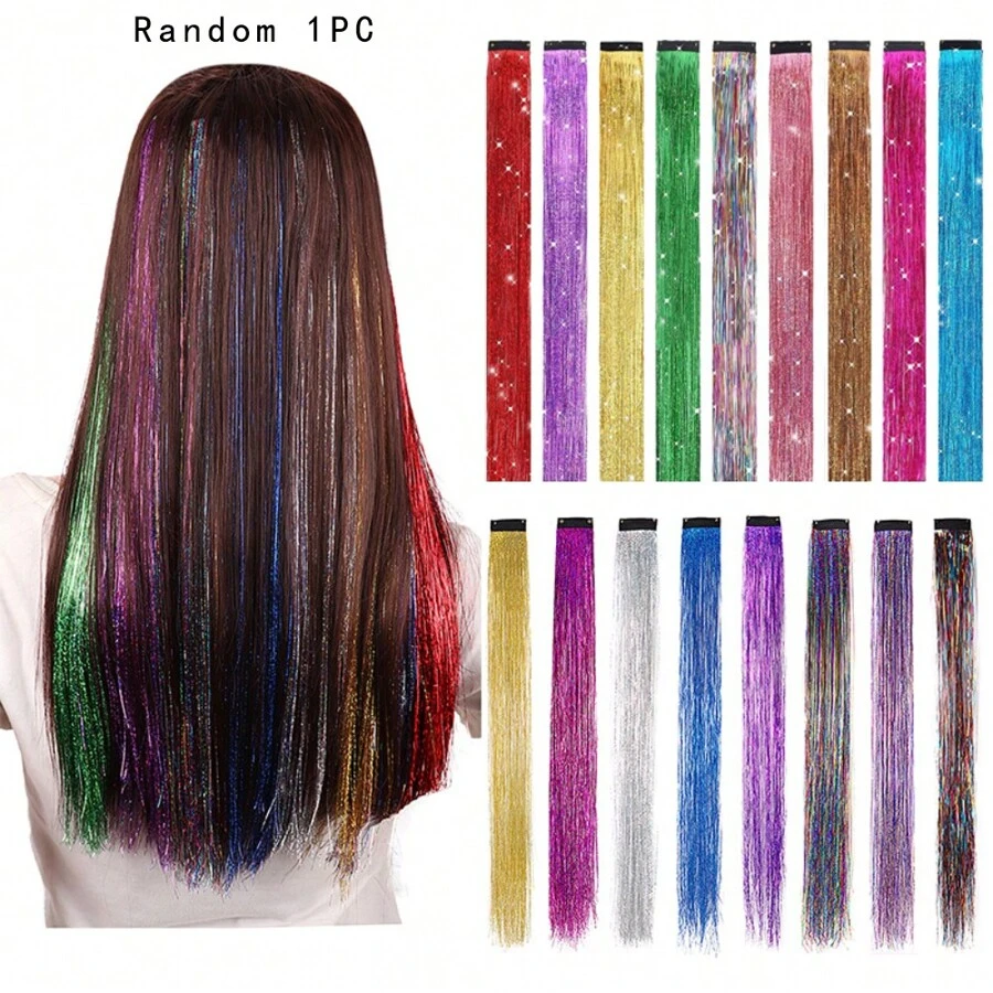 1pc Random Color Synthetic Ribbon Ponytail Holder, Hair Extension, Suitable For Girls - Multicolor - View 1