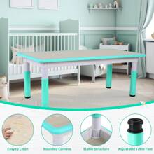 MAMIZO Kids Table And 6 Chairs Set, Height Adjustable Graffiti Table, Preschool Activity Art Craft Table, For Daycare Classroom Home Boys And Girls Age 3-12 - Robin trứng xanh - Xem 4