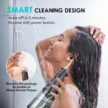 Ear Wax Removal Tool, Water Powered Ear Cleaner With 9 Pressure Settings, 6 Reusable 3 & 5 Hole Tips, IPX7 Waterproof Ear Cleaning Kit Safe And Effective To Clean Build-Up Earwax - Black - View 3