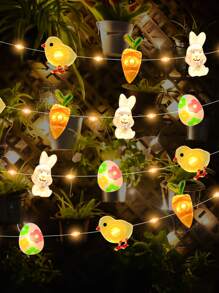 1 Luz De Alambre De Cobre Temática De Conejo Y Zanahorias - Amarillo - Ver 1