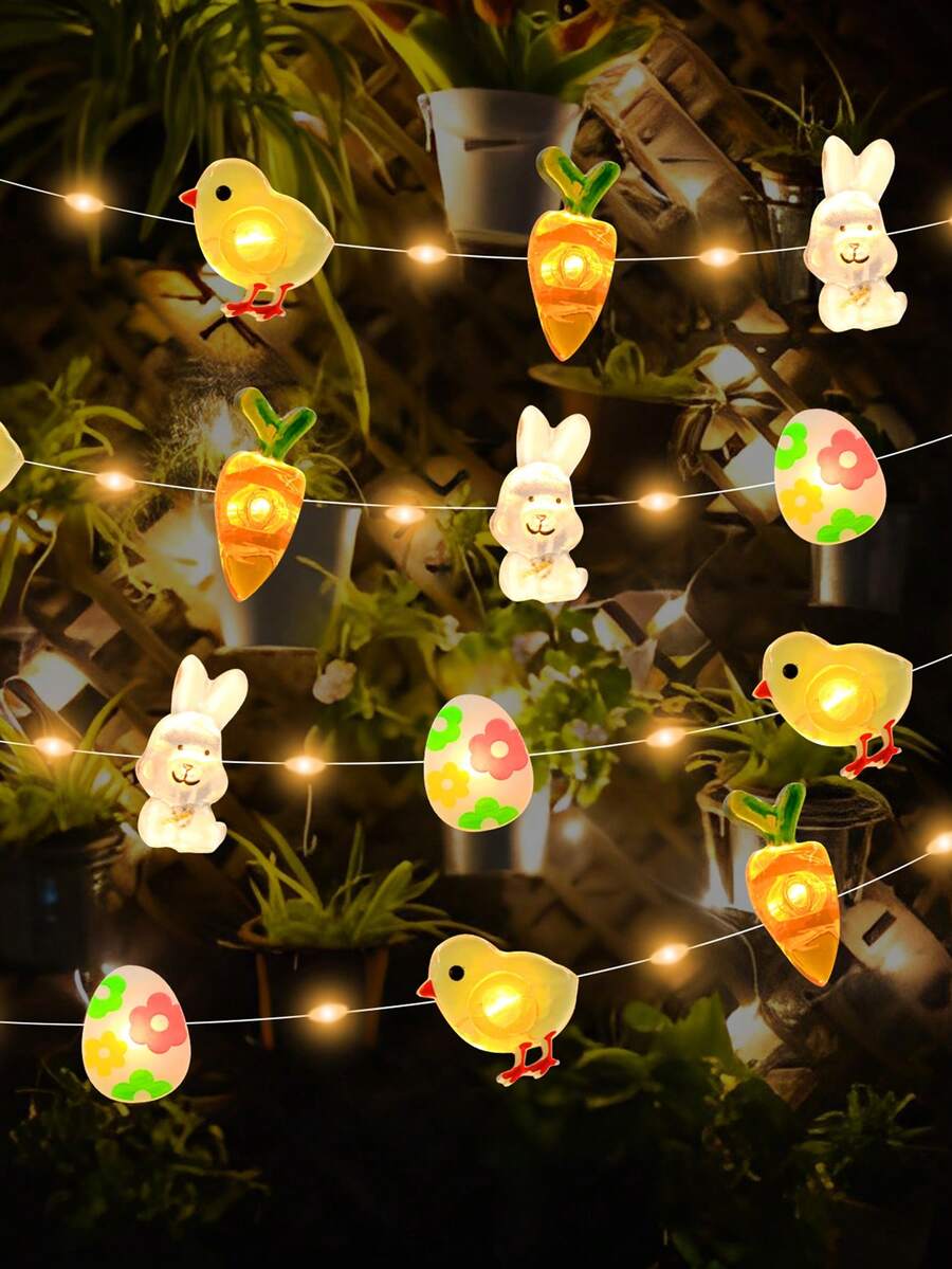 1 Luz De Alambre De Cobre Temática De Conejo Y Zanahorias - Amarillo - Ver 1