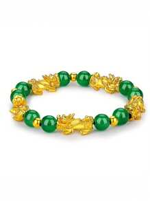 1只幸運動物手環,吸引財富和平幸運的人造水晶手鏈珠寶禮物送給親友 - 綠色 - 查看 3