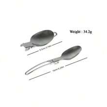 1件不鏽鋼戶外露營餐具套裝可折疊小刀叉匙3入組,適用於遠足和野餐 - 銀色 - 查看 4