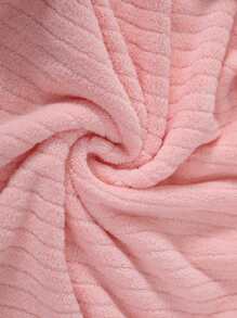 1pc 3d Stripe Pattern Coral Fleece Bathrobe, Soft, Absorbent Suitable For Bathroom, Bedroom, Swimming Pool, Four Seasons - Mauve Purple - View 8