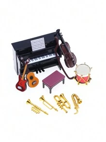 1入迷你經典音樂樂器模型,適用於diy生活場景 (鋼琴, 吉他, 薩克斯風) 攝影道具 - 彩色 - 查看 2