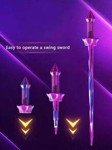 1pc Spiral Gradient Extendable 3d Printed Sword With Retractable Blade Waving Toy For Cosplay, Party Decoration And Role Play - Purple - View 4
