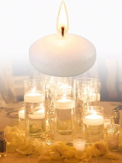 10 支漂浮蜡烛，白色无烟石蜡燃烧蜡烛，适用于餐桌、泳池和特殊场合的婚礼中心装饰、万圣节、恐怖、秋季、冬季、假日、节日、房间装饰，